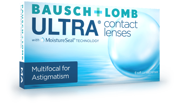 Box of ULTRA monthly multifocal contact lenses for astigmatism